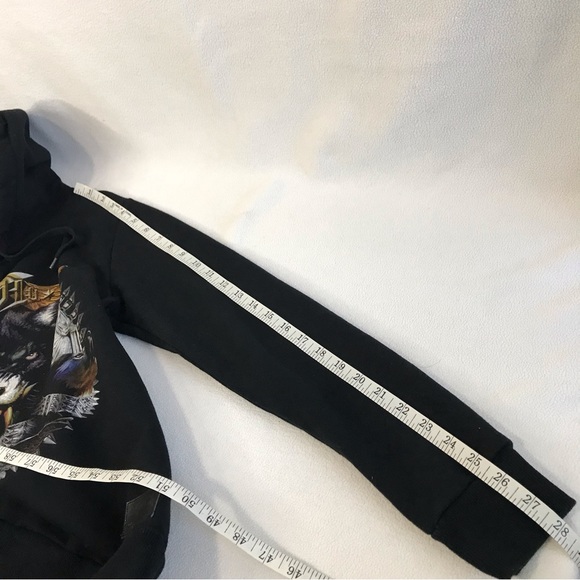 Musium Div black unisex scull wolf graphic hoodie size approx XS - Picture 14 of 14